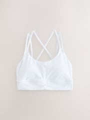 White Strappy Back Medium Impact Sports Bra - Image 1 of 3