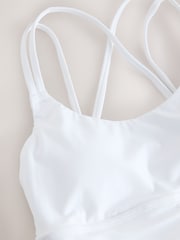White Strappy Back Medium Impact Sports Bra - Image 2 of 3