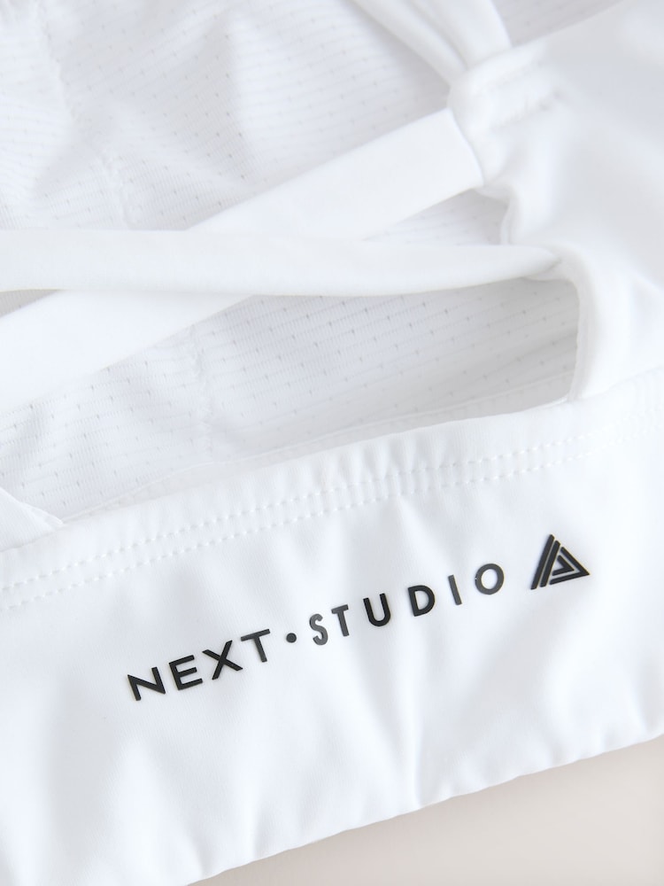 White Strappy Back Medium Impact Sports Bra - Image 3 of 3