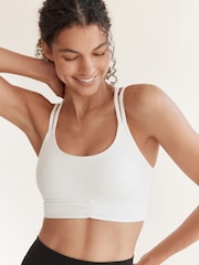 White Medium Strappy Back Impact Sports Bra - Image 4 of 9