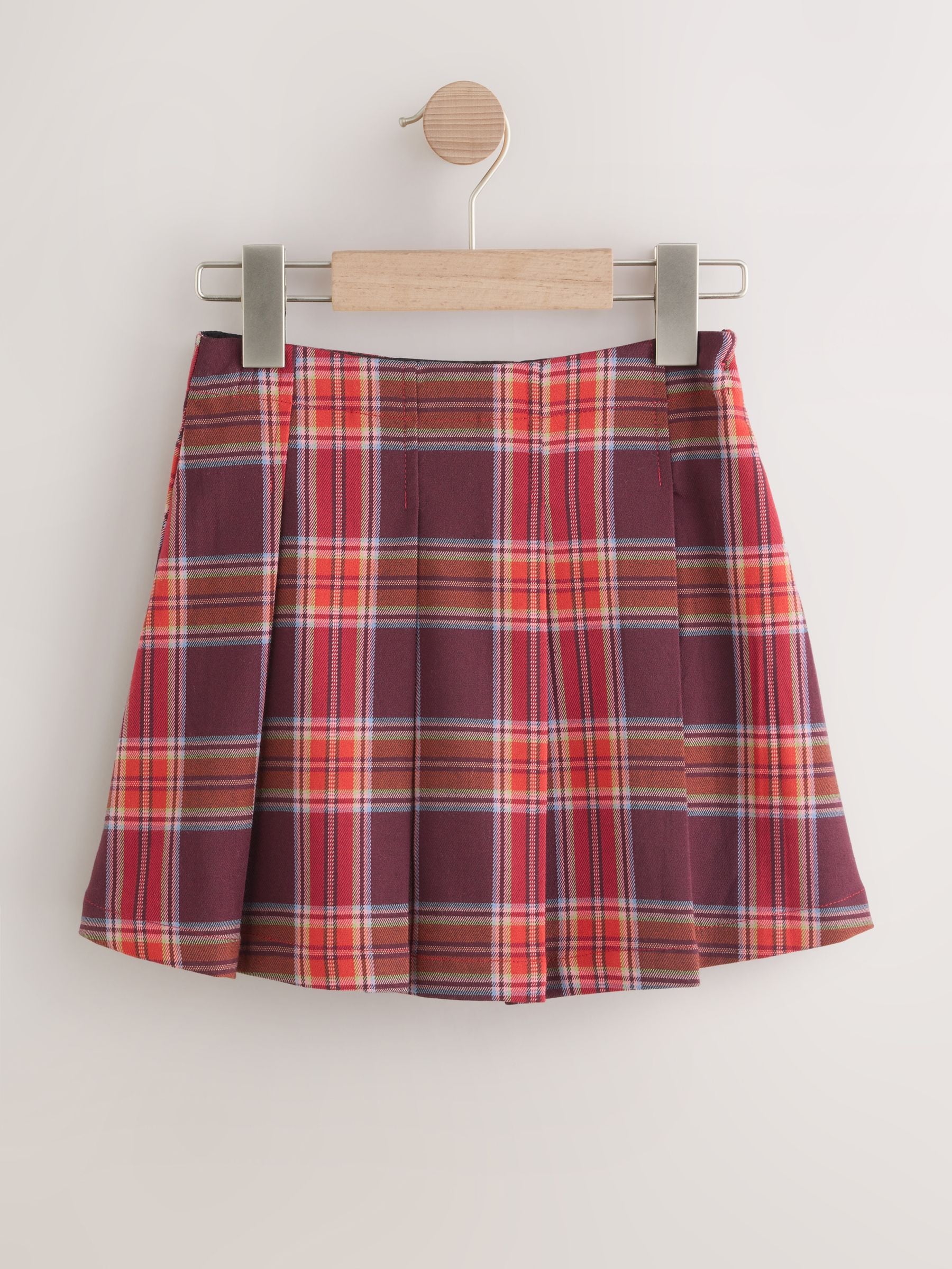 Buy Burgundy Red Pleated Check Skirt (3-16yrs) from Next USA
