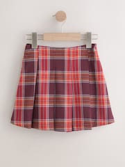 Burgundy Red Pleated Check Skirt (3-16yrs) - Image 6 of 11