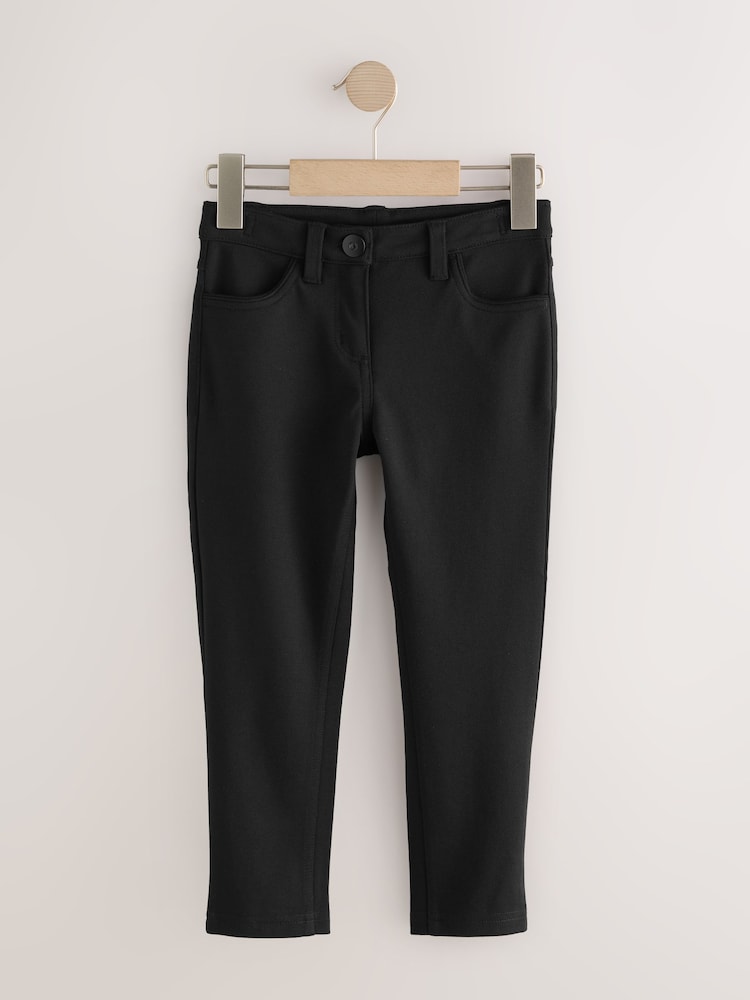 Dark Black - Jersey Stretch Skinny School Trousers (3-18yrs) - Image 1 of 4