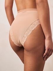 Praline Nude/Navy High Rise High Leg Lace Knickers 2 Pack - Image 3 of 9