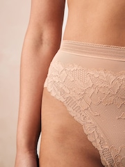 Praline Nude/Navy High Rise High Leg Lace Knickers 2 Pack - Image 4 of 9