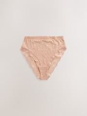 Praline Nude/Navy High Rise High Leg Lace Knickers 2 Pack - Image 6 of 9