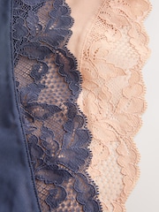 Praline Nude/Navy High Rise High Leg Lace Knickers 2 Pack - Image 9 of 9