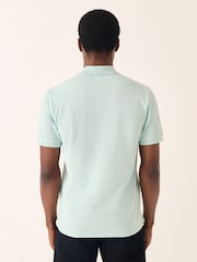 Aqua Blue Short Sleeve Cuban Collar Pique Polo Shirt - Image 3 of 8