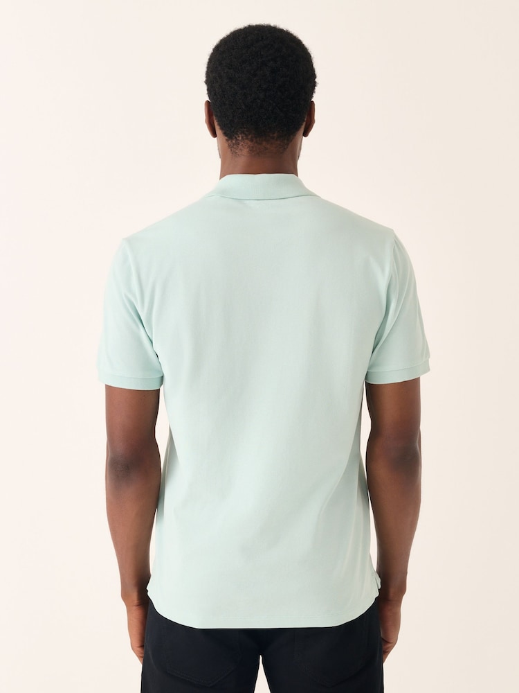 Aqua Blue Short Sleeve Cuban Collar Pique Polo Shirt - Image 3 of 8