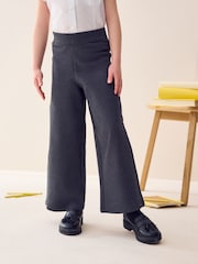 Grey Pull-On Cotton Rich Jersey Stretch Wide Leg Trousers (3-17yrs) - Image 1 of 8