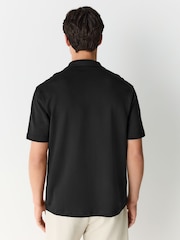 Black Relaxed Fit Smart Cuban Collar Jersey Shirt - Image 3 of 7