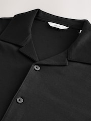 Black Relaxed Fit Smart Cuban Collar Jersey Shirt - Image 7 of 7