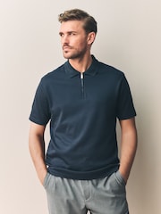 Navy Blue Signature Supima® Heavyweight Polo Shirt - Image 4 of 9