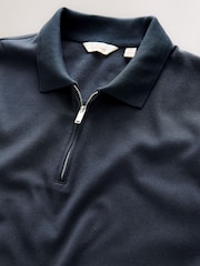 Navy Blue Signature Supima® Heavyweight Polo Shirt - Image 8 of 9