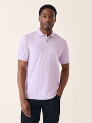 Lilac Purple Marl Regular Fit Short Sleeve Pique Polo Shirt - Image 1 of 3