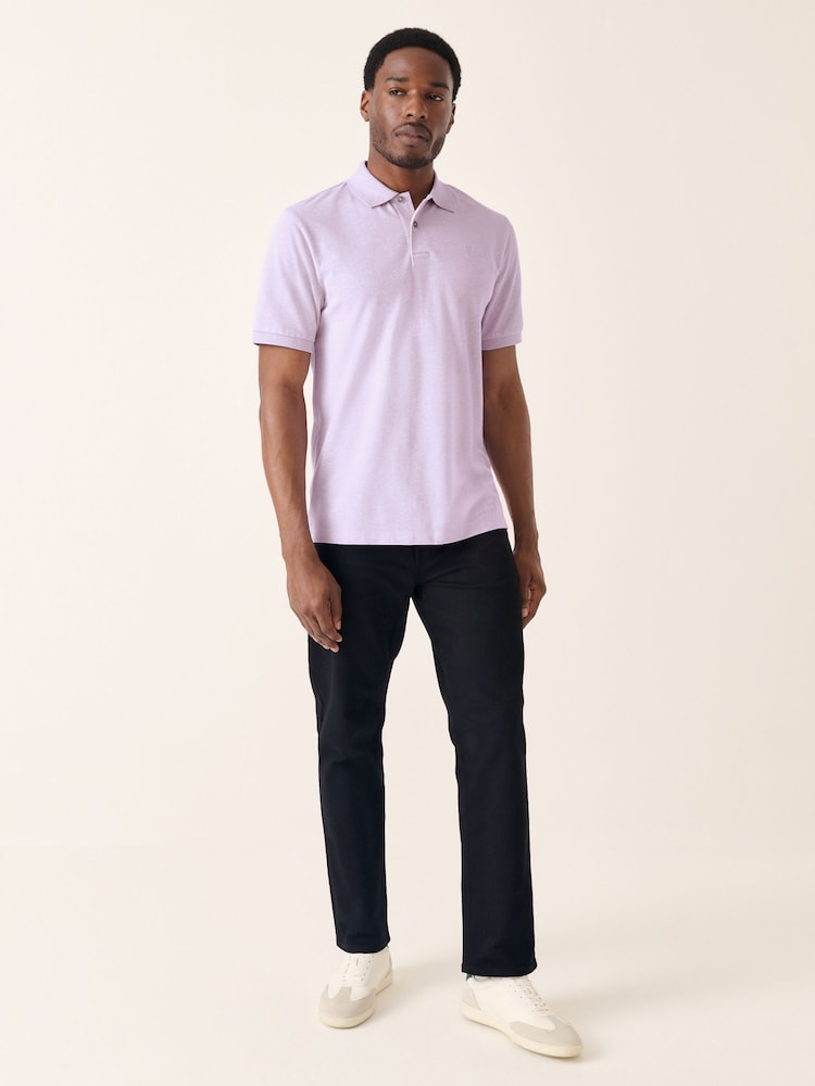 Lilac Purple Marl Regular Fit Short Sleeve Pique Polo Shirt - Image 2 of 3