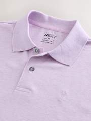 Lilac Purple Marl Regular Fit Short Sleeve Pique Polo Shirt - Image 3 of 3