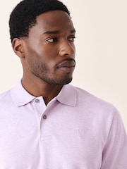 Lilac Purple Marl Regular Fit Short Sleeve Pique Polo Shirt - Image 4 of 8