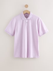 Lilac Purple Marl Regular Fit Short Sleeve Pique Polo Shirt - Image 6 of 8