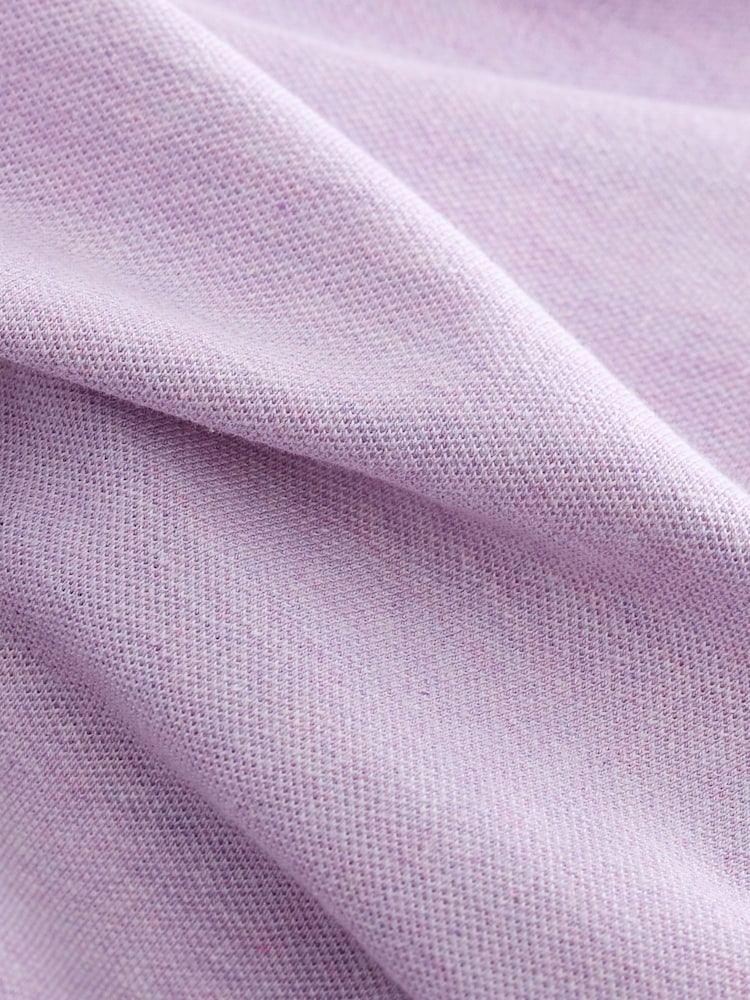 Lilac Purple Marl Regular Fit Short Sleeve Pique Polo Shirt - Image 7 of 8