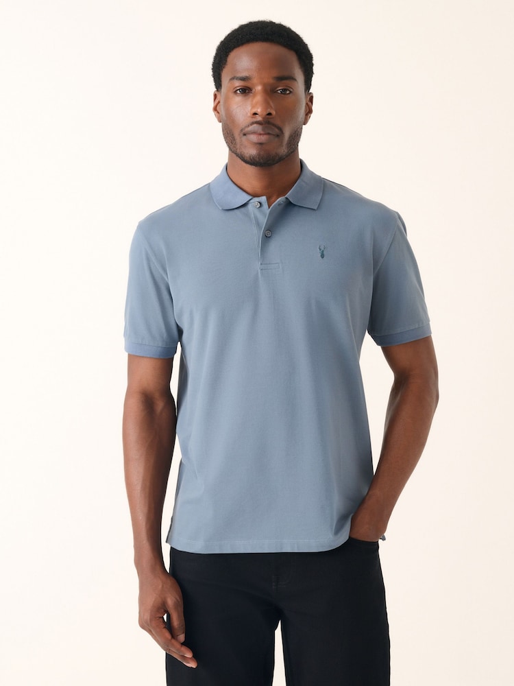 Airforce Blue Regular Fit Short Sleeve Pique Polo Shirt - Image 1 of 8