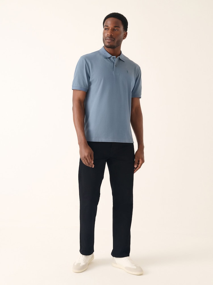 Airforce Blue Regular Fit Short Sleeve Pique Polo Shirt - Image 2 of 8