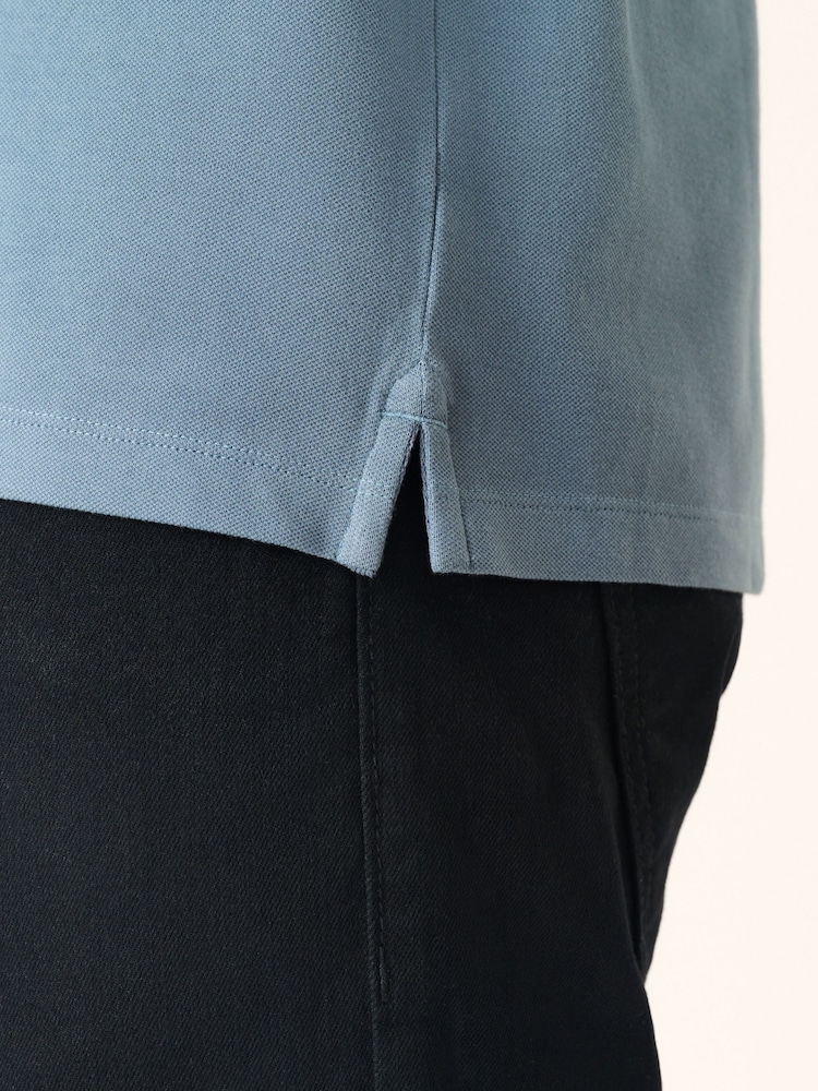 Airforce Blue Regular Fit Short Sleeve Pique Polo Shirt - Image 5 of 8