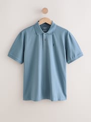 Airforce Blue Regular Fit Short Sleeve Pique Polo Shirt - Image 6 of 8