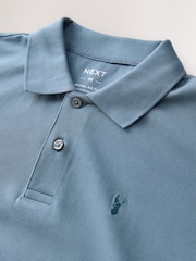 Airforce Blue Regular Fit Short Sleeve Pique Polo Shirt - Image 7 of 8