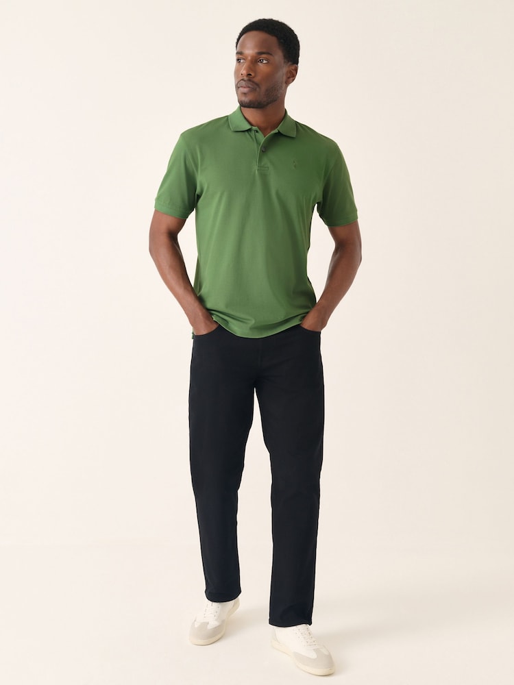 Mid Green Regular Fit Short Sleeve Pique Polo Shirt - Image 2 of 7