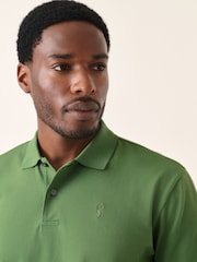 Mid Green Regular Fit Short Sleeve Pique Polo Shirt - Image 3 of 7