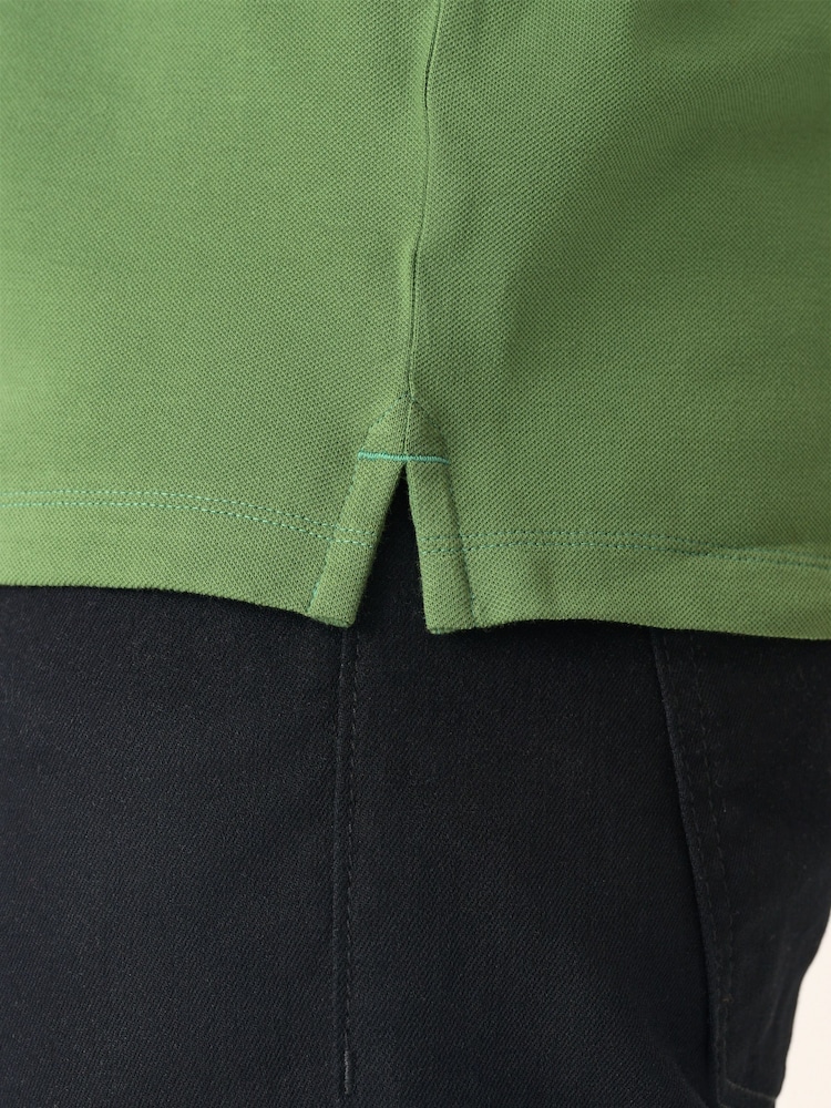 Mid Green Regular Fit Short Sleeve Pique Polo Shirt - Image 4 of 7