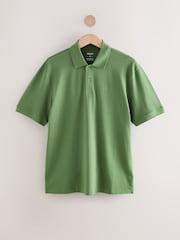 Mid Green Regular Fit Short Sleeve Pique Polo Shirt - Image 5 of 7