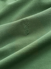 Mid Green Regular Fit Short Sleeve Pique Polo Shirt - Image 6 of 7