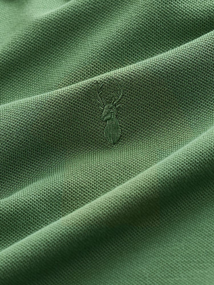 Mid Green Regular Fit Short Sleeve Pique Polo Shirt - Image 6 of 7