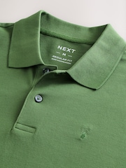 Mid Green Regular Fit Short Sleeve Pique Polo Shirt - Image 7 of 7
