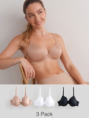 črna/bela/Praline kožna barva - Ultimate Comfort Smoothing T-Shirt Bras A-E 3 Pack - Slika 1 iz 12