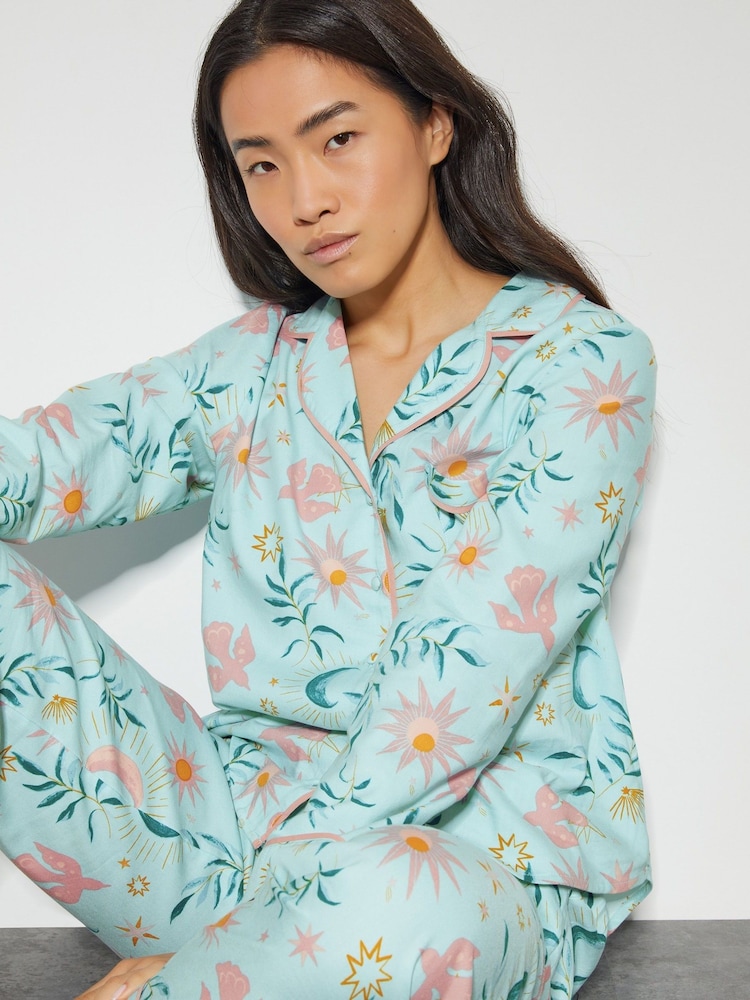 Monsoon Blue Celeste Celestial Print Pyjamas Set - Image 1 of 4