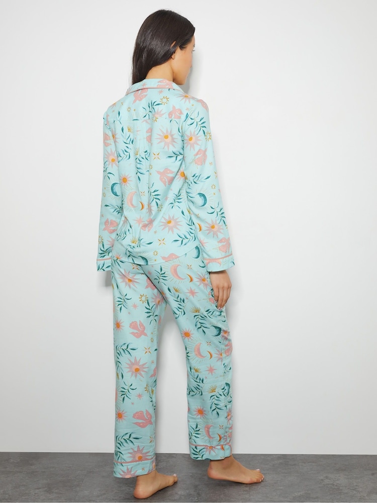 Monsoon Blue Celeste Celestial Print Pyjamas Set - Image 2 of 4
