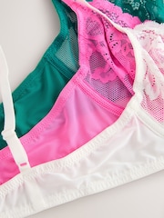 Cream/Pink/Green Non Pad Full Cup Lace Bras 3 Pack - Image 13 of 14