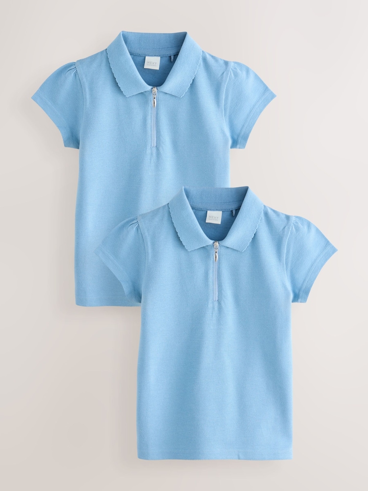 Blue Zip Polo Shirts 2 Pack (3-16yrs) - Image 1 of 5