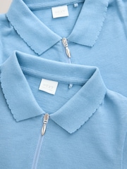 Blue Zip Polo Shirts 2 Pack (3-16yrs) - Image 5 of 5