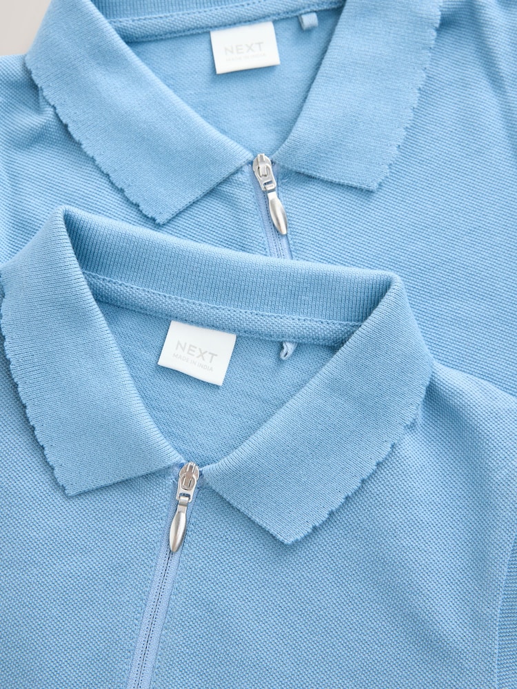 Blue Zip Polo Shirts 2 Pack (3-16yrs) - Image 5 of 5
