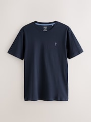 Navy Blue Slim Fit 100% Cotton Stag T-Shirt - Image 5 of 7
