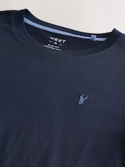 Navy Blue Slim Fit 100% Cotton Stag T-Shirt - Image 7 of 7