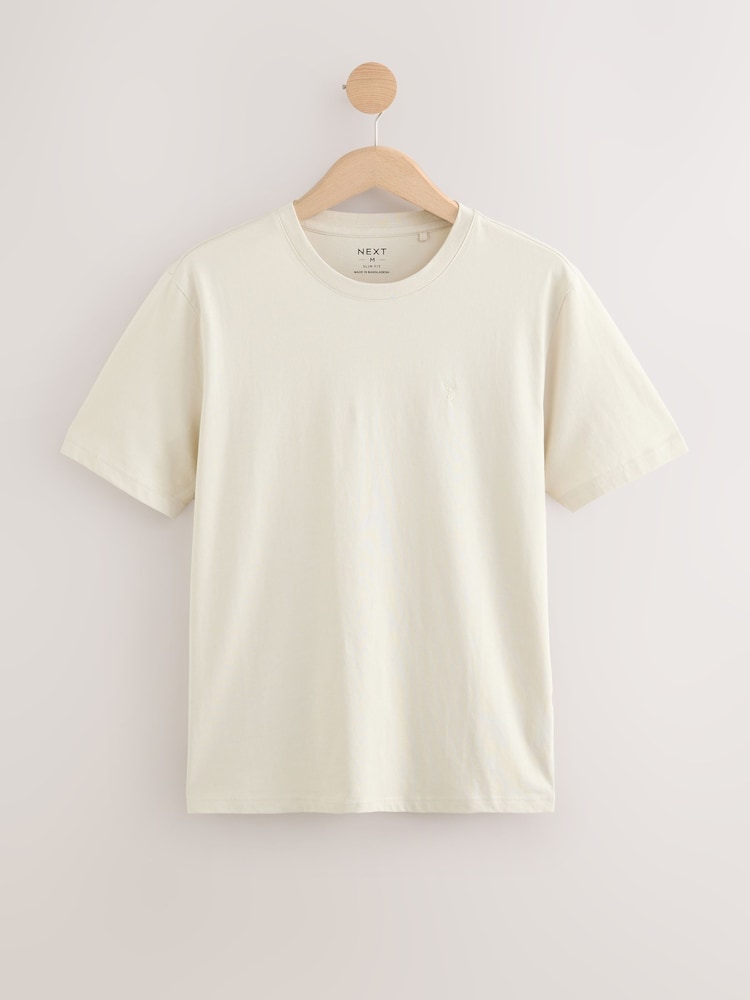 Grey/Pink/Ecru/Green Slim Fit T-Shirts 4 Pack - Image 11 of 14