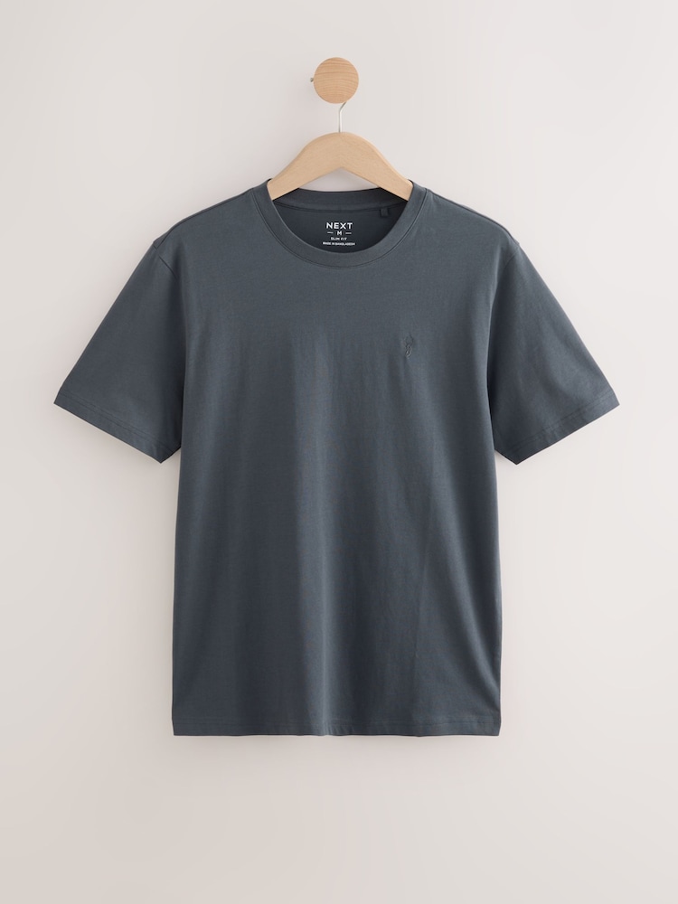 Grey/Pink/Ecru/Green Slim Fit T-Shirts 4 Pack - Image 12 of 14
