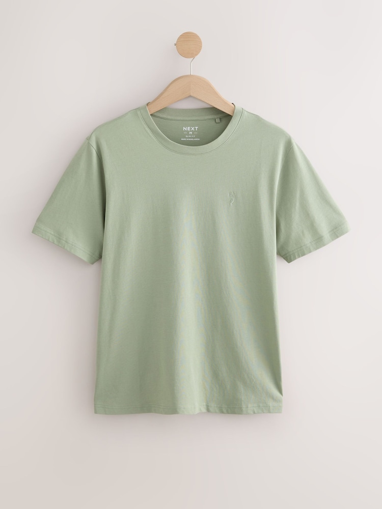 Grey/Pink/Ecru/Green Slim Fit T-Shirts 4 Pack - Image 9 of 14