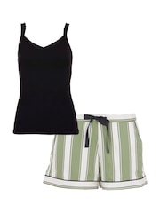 Cyberjammies Green Hidden Support Vest and Stripe Shorts - Image 1 of 1