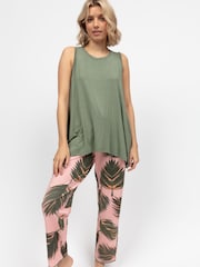 Cyberjammies Jersey Top and Salmon Leaf Jersey Pyjama Bottoms - صورة 1 من 2